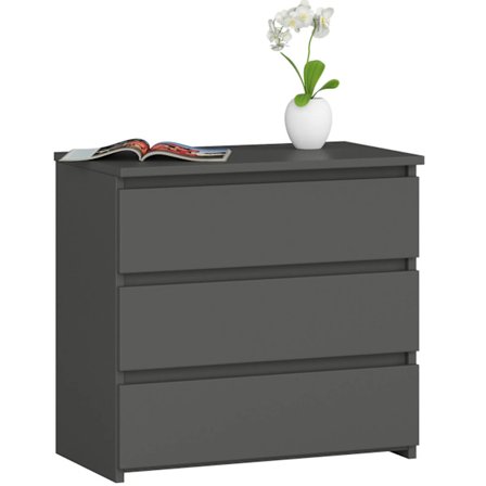 Nattduksbord grafitgrå CL3 med 3 lådor - stilren och funktionell förvaring