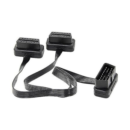 Obdii Extension Dual Connector Y Splitter Obd Obd2 16pin han-til-hun-forbindelse flad+tynd til