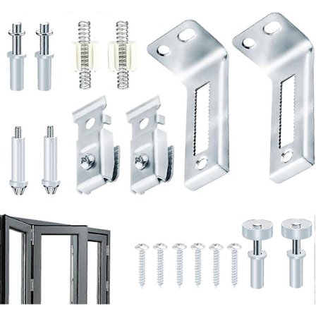 Reparasjonssett for skyvedørskinner | 18-pakning med maskinvare for foldedører for skyvefoldedører | Skyvedør til garderobe, maskinvaresett for 