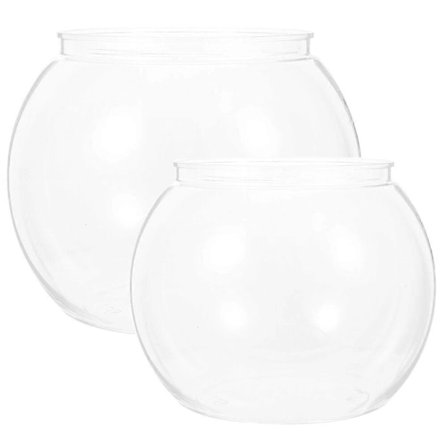 2 st Fisk Skål Plast Transparent Litet Akvarium Skrivbord Liten Guldfisk Akvarium