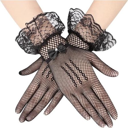 Korte mesh-hansker for damer, elegante blomsterhanske med blonder, satenhansker til bryllupsmiddager, 1920-talls opera