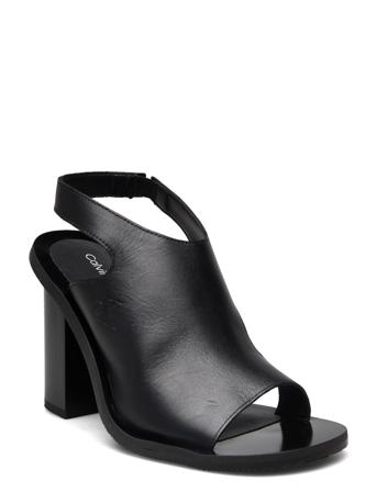 Heel Sling Sandal Lth Sandal Med Hæl Svart Calvin Klein*Betinget Tilbud