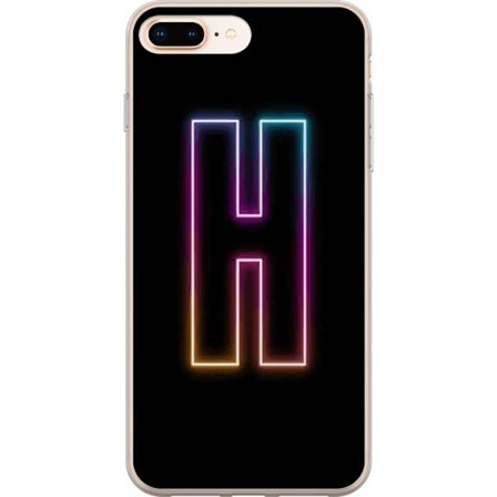 Yhteensopiva Puhelinkuori Apple Apple iPhone 7 Plus Minimalistinen neonkirjain H väriä vaihtavassa valossa mustaa taustaa vasten modernilla typograf