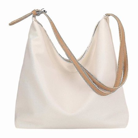 Lærveske for kvinner, stor kapasitet, mote, skulderveske, hvit