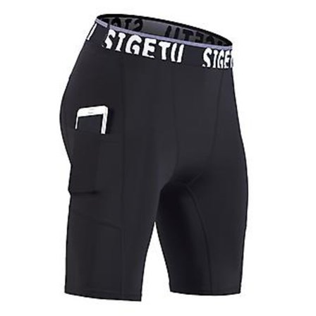 Männs Löpbyxor Shorts Med Fick Snabbtorkande Elastiska Sport Kompressions Gym Shorts Sommar Fitness Sweatpants (XL Svart)