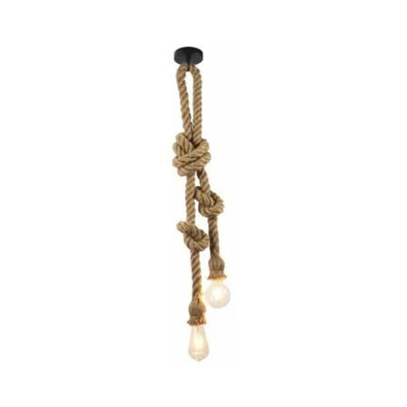 3M Vintage Hamp Rope Pendel Light - DIY Double Socket E27 Retro Fixture Lamp (1,5M+1,5M)