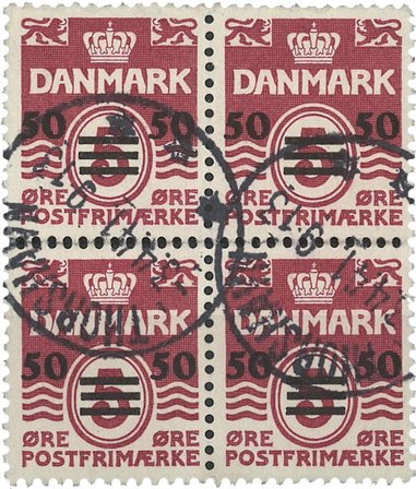 Færøerne - Provisorie AFA 5A - 4-blok - Stemplet