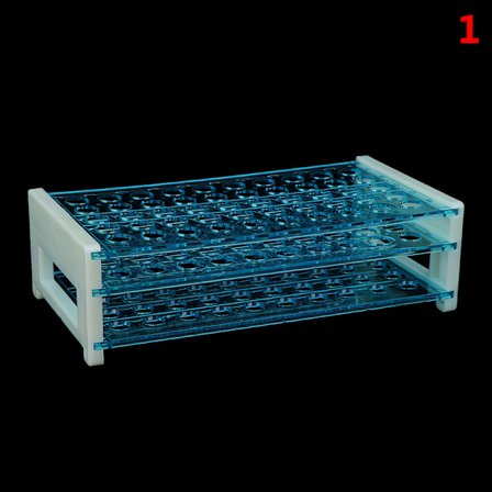 10 stk Reagensglass i plast med korker og rørstativholder sta