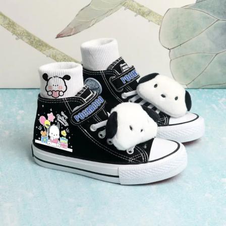 Sanrios My Melody Kuromi Pochacco Anime Kawaii High Top Barn Canvas Skor Tecknad docka Flickor Sport Vita Skor Pojkar Sneakers Pochacco 15 26-17.5cm