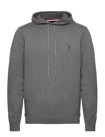 Geran Ho Co Uspa M Knit Strikkegenser M. Rund Krage Grå U.S. Polo Assn.*Betinget Tilbud