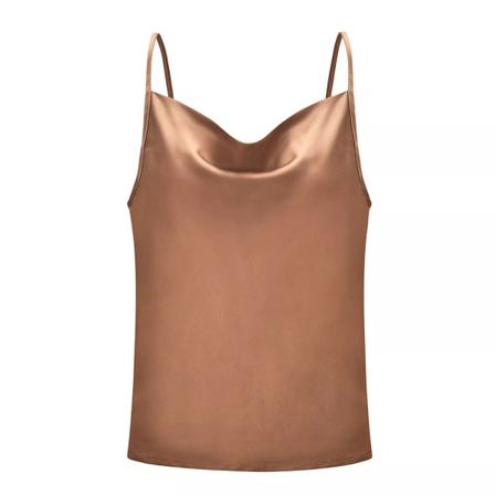 Dam Sommar Sling Chiffong Blus V-ringad Ärmlös Solid