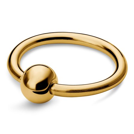 12 mm Goldfarbener Ring aus Chirurgenstahl mit eingefasster Perle für Männer - Schmuck für Lippen-Piercings - Piercing-Schmuck