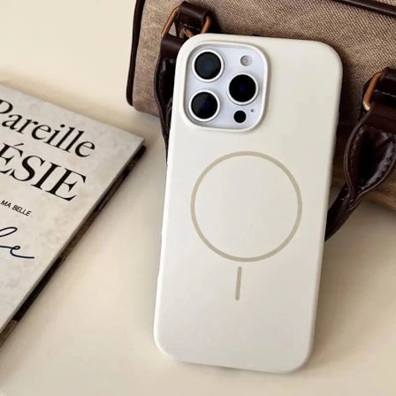 Skal för iPhone 17 Pro Max Flytande Silikon Magnetisk Antikvit Tunt magnetisk ring flytande silikon