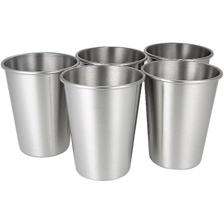 Rostfritt stål mugg set - Stapelbara 350ml koppar (5 stycken) | Premium kvalitet