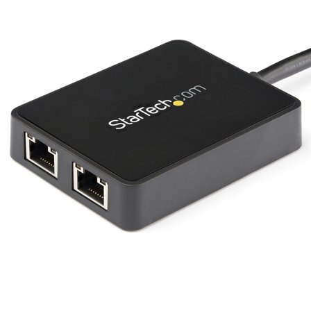 StarTech USB 3.0 to Dual Port Gigabit Ethernet Adapter w/ USB Port - 10/100/100 - USB Gigabit LAN Network NIC Adapter (USB32000SPT) - nettverksadapter