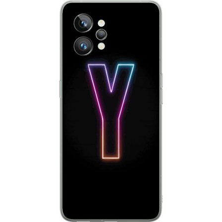 Kompatibel Mobilcover til Realme Realme GT2 Pro Minimalistisk neonbogstav Y i farveskiftende lys mod sort baggrund