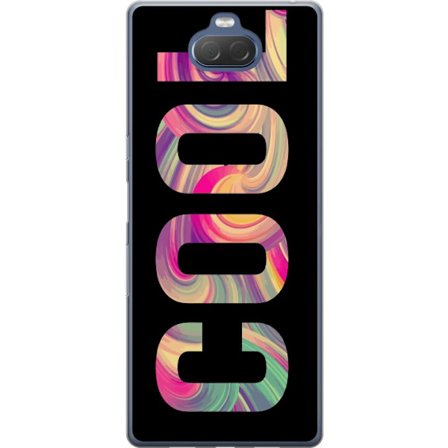 Yhteensopiva Puhelinkuori Sony Sony Xperia 10 Plus Nykytaiteellinen typografia taiteilu sanaa LOVE nestemäisissä sateenkaariväreissä mustaa tausta