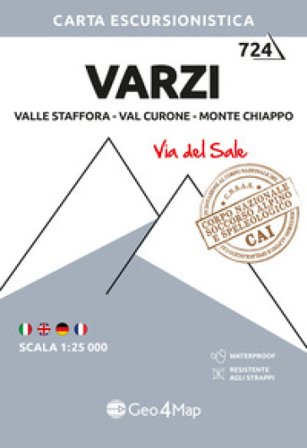 724 Varzi Valle Staffora - Val Curone - Monte Chiappo (Via del Sale). Carta escursionistica 1:25.000