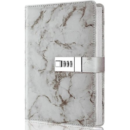 Marmor Dagbok med Lås, Påfyllningsbar A5 Daglig Journal för Flickor och Kvinnor, 192 Sidor Söt Anteckningsbok med Kombinationslås[SL]