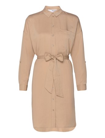 Slfkikki-Tonia Ls Short Dress B Beige Selected