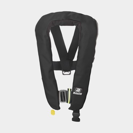 Nafukovací záchranná vesta Baltic Winner s postrojem 150N, manuální, černá + CO2 patrona 33 gramů, 40 - 150 kg