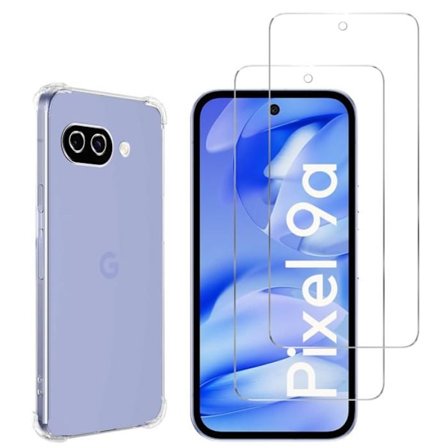 Stöttålig skal - Phonillico - Google Pixel 9a - Mjuk - Transparent - 2 Härdat glas