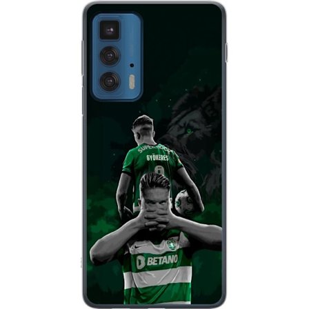 Yhteensopiva Puhelinkuori Motorola Edge 20 Pro Neonmotiivi, jossa teksti "Gaming is in my DNA" sinisenä ja punaisena tiiliseinällä, jossa loistava DNA