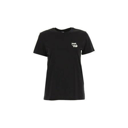Karl Lagerfeld, T-shirt Zwart, Dames, Maat:L,Katoen
