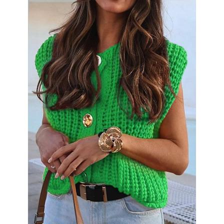 Dame Strikket Vest Chic Tøj Rød Farve Ærmeløs Casual Tank Top Kvinder Trøje Veste Mode Trøje Top Knap Tøj GN3 M