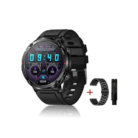Militært Smartwatch Bluetooth Opkald med 600 Mah Sort