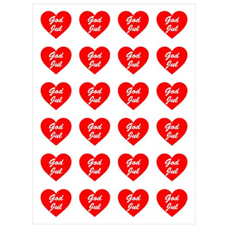 God Jul Klistermärken - Hjärta - 24st