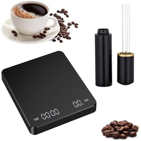 kahvivaaka, kahviannostelija, digitaalinen kahvivaaka ajastimella, ladattava kahvivaaka suodatinkahville, 3 kg / 0,1 g, kahvijauhe neulalla