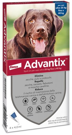 Advantix Spot On Per Cani da 25 a 40 Kg Soluzione 4 Pipette da