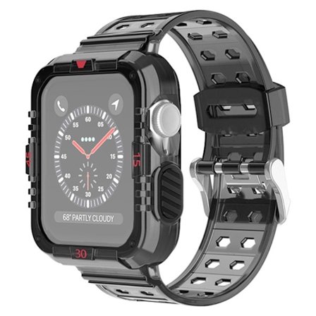 Apple Watch (45 mm) skyddsfodral med klockarmband - Genomskinlig Svart