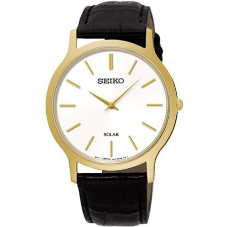 Herreur - SEIKO - SOLAR SUP872P1 - Quartz - Læder - Guld