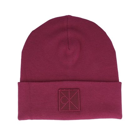 Calvin Klein - Rouge cuff Bonnet - Emblem Patch Fine Rib Beanie Alluring Pink Cuff @ Hatstore