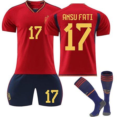 VM 2022-2023 Spania Hjemmedrakt No.9 Gavi No.7 Morata No.10 Pedri T-skjorte Fotballuniform for voksne barn