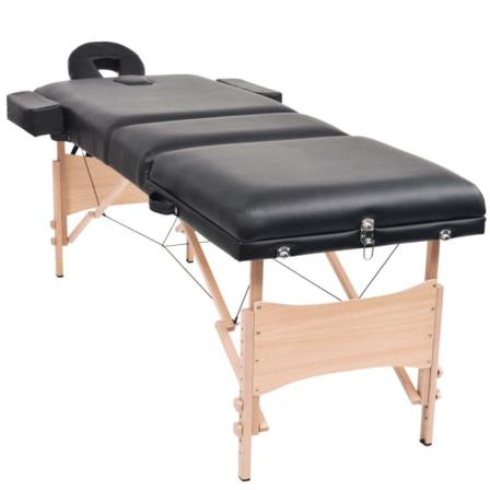 Vidaxl Hopfällbar Massagebänk 3 Sektioner Och Pall Set 10 Cm Tjo Svart