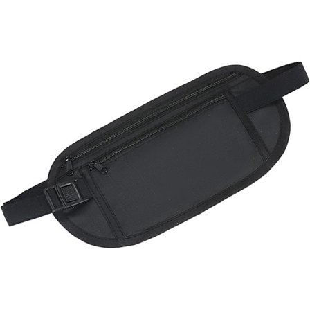 1 stk. Unisex Anti-tyveri Hofteveske, Skjult Pengebelte, Reisepassveske, Egnet for Sport og Bæring, Svart, 25*13cm