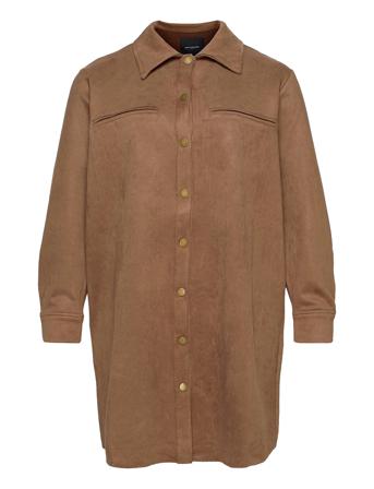 Carbluma Ls Faux Suede Shacket Brown ONLY Carmakoma