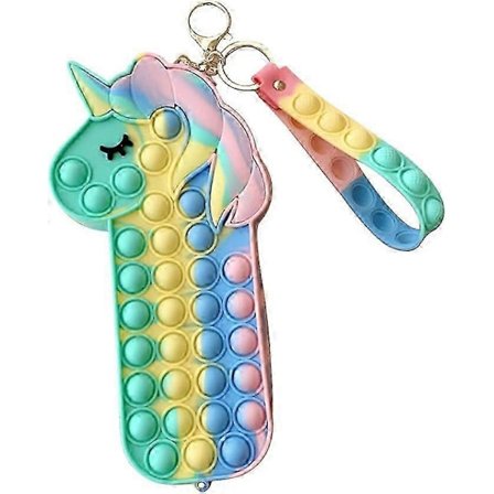 Enhörning Stress Relief Pennfodral – Silikon Bubbla Sensorisk Förvaring – Kontor/Pappersvaror