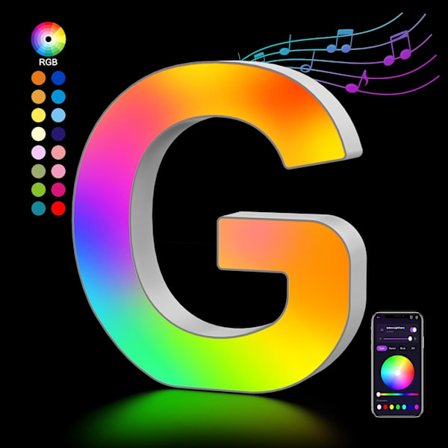 Lysende bogstaver USB-drevne, LED-bogstavlys farveskiftende bogstavskilt gave - G