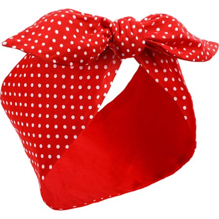 Valkoinen pilkullinen bandana-panta, retro-lanka-panta, hiuslisävaruste