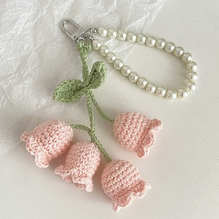 1 Stk Flower Knitted Keychain Nøkkelring Dame Heklet Ullblomst