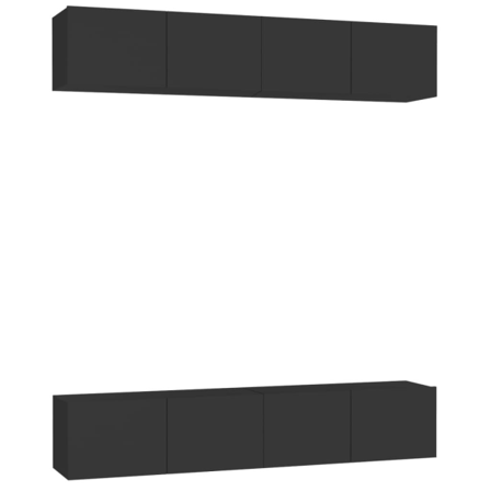 Vidaxl Tv-skåp 4 Delar Svart 80x30x30 Cm Konstruerat Trä Svart