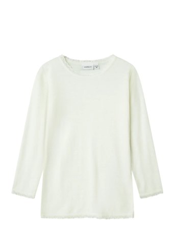 name it Nmfwang Wool Needle Ls Top Solid Noos - White - 92