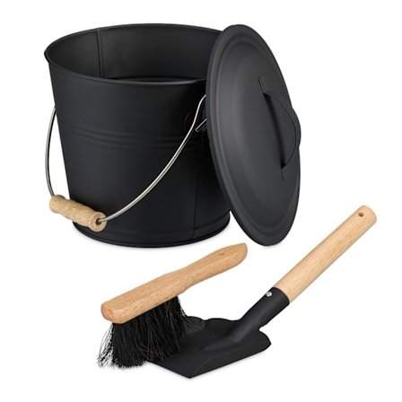 Askespand med låg, skovl og børstesæt, 4,5 l