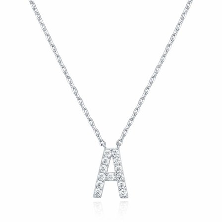 Hvitt gullbelagt halskjede med cubic zirconia-initialer for kvinner