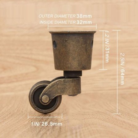 1 st Massiv Mässing Svängbara Hjul med Skruvmontering Antik Vintage Stil Universella Möbelhjul för Soffor och Bord Brons A