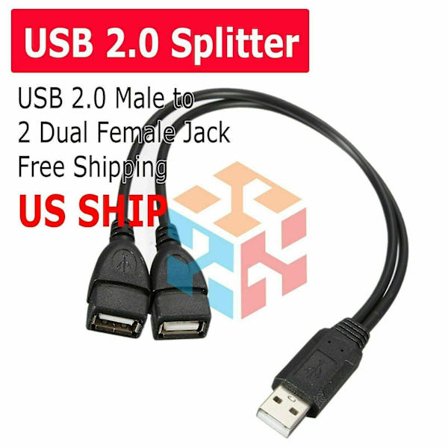 USB 2.0A Hane Till Dubbel USB Hona Jack Y Splitter Hub Adapter Kabel Ström E2K7